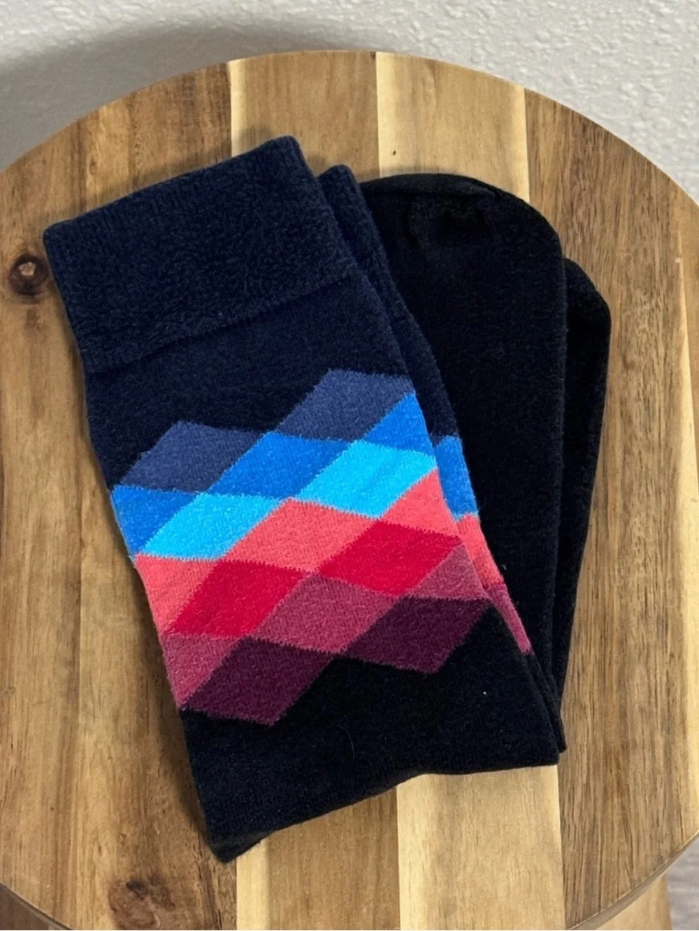 Happy Socks Unisex Colorful Argyle Crew Socks OSFM Multi-Color Blue Red Black